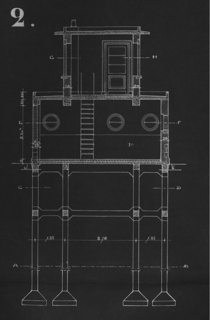 Architecturale tekening van het Hoogslaper gebouw